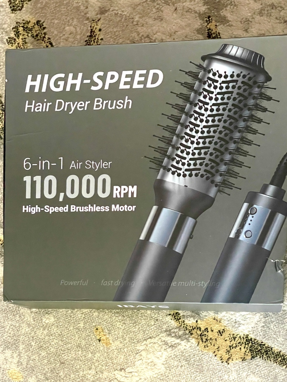 Hair Dryer Brush 6-in-one Air Styler by IBAYS 110,000 RPM Brushless Motor NEW!